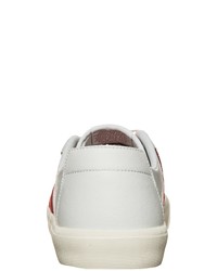 weiße und rote Leder niedrige Sneakers von Hummel