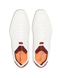 weiße und rote Leder niedrige Sneakers von Santoni