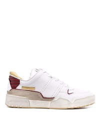 weiße und rote Leder niedrige Sneakers von Isabel Marant