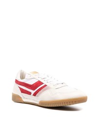 weiße und rote Leder niedrige Sneakers von Tom Ford