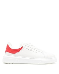 weiße und rote Leder niedrige Sneakers von John Richmond