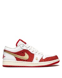 weiße und rote Leder niedrige Sneakers von Jordan