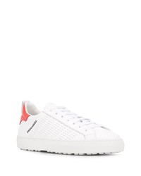 weiße und rote Leder niedrige Sneakers von DSQUARED2