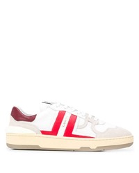 weiße und rote Leder niedrige Sneakers von Lanvin