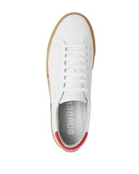 weiße und rote Leder niedrige Sneakers von Burberry