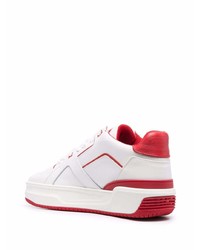 weiße und rote Leder niedrige Sneakers von Just Don