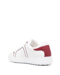 weiße und rote Leder niedrige Sneakers von Salvatore Ferragamo