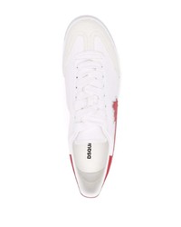 weiße und rote Leder niedrige Sneakers von DSQUARED2