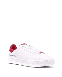 weiße und rote Leder niedrige Sneakers von VERSACE JEANS COUTURE