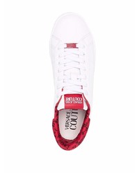 weiße und rote Leder niedrige Sneakers von VERSACE JEANS COUTURE