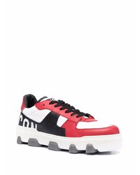 weiße und rote Leder niedrige Sneakers von DSQUARED2