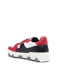 weiße und rote Leder niedrige Sneakers von DSQUARED2