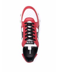 weiße und rote Leder niedrige Sneakers von DSQUARED2