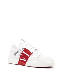 weiße und rote Leder niedrige Sneakers von Valentino Garavani