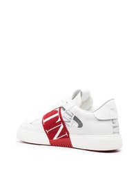 weiße und rote Leder niedrige Sneakers von Valentino Garavani