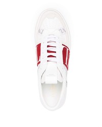 weiße und rote Leder niedrige Sneakers von Valentino Garavani