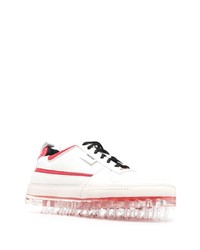 weiße und rote Leder niedrige Sneakers von RBRSL RUBBER SOUL