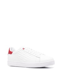 weiße und rote Leder niedrige Sneakers von Ea7 Emporio Armani