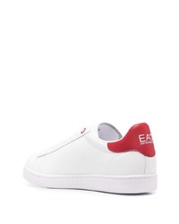 weiße und rote Leder niedrige Sneakers von Ea7 Emporio Armani