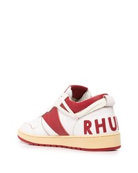 weiße und rote Leder niedrige Sneakers von Rhude