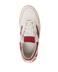 weiße und rote Leder niedrige Sneakers von Rhude