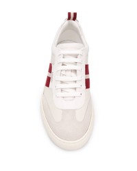 weiße und rote Leder niedrige Sneakers von Bally