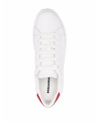 weiße und rote Leder niedrige Sneakers von DSQUARED2