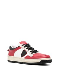 weiße und rote Leder niedrige Sneakers von Philippe Model Paris