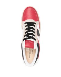 weiße und rote Leder niedrige Sneakers von Philippe Model Paris