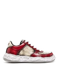 weiße und rote Leder niedrige Sneakers von Maison Mihara Yasuhiro