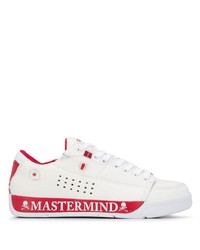 weiße und rote Leder niedrige Sneakers von Mastermind Japan