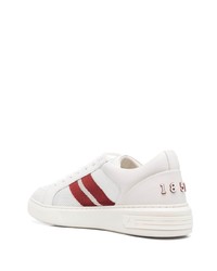 weiße und rote Leder niedrige Sneakers von Bally