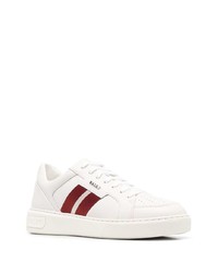 weiße und rote Leder niedrige Sneakers von Bally