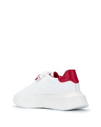 weiße und rote Leder niedrige Sneakers von Giuliano Galiano