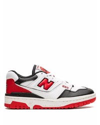 weiße und rote Leder niedrige Sneakers von New Balance