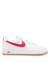 weiße und rote Leder niedrige Sneakers von Nike