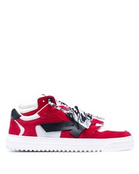 weiße und rote Leder niedrige Sneakers von Off-White