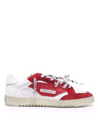 weiße und rote Leder niedrige Sneakers von Off-White