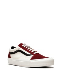 weiße und rote Leder niedrige Sneakers von Vans