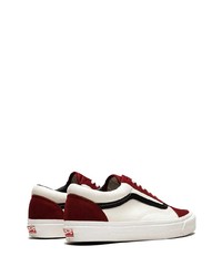 weiße und rote Leder niedrige Sneakers von Vans