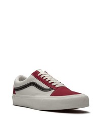 weiße und rote Leder niedrige Sneakers von Vans