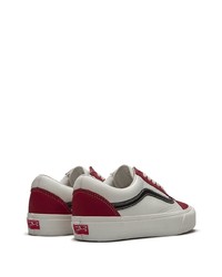 weiße und rote Leder niedrige Sneakers von Vans