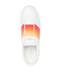 weiße und rote Leder niedrige Sneakers von Valentino Garavani