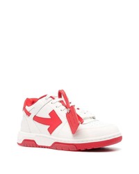 weiße und rote Leder niedrige Sneakers von Off-White