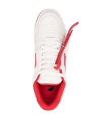 weiße und rote Leder niedrige Sneakers von Off-White