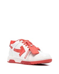 weiße und rote Leder niedrige Sneakers von Off-White