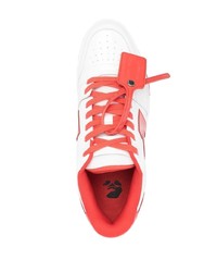 weiße und rote Leder niedrige Sneakers von Off-White