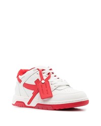 weiße und rote Leder niedrige Sneakers von Off-White