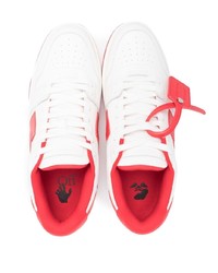 weiße und rote Leder niedrige Sneakers von Off-White