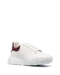 weiße und rote Leder niedrige Sneakers von Alexander McQueen